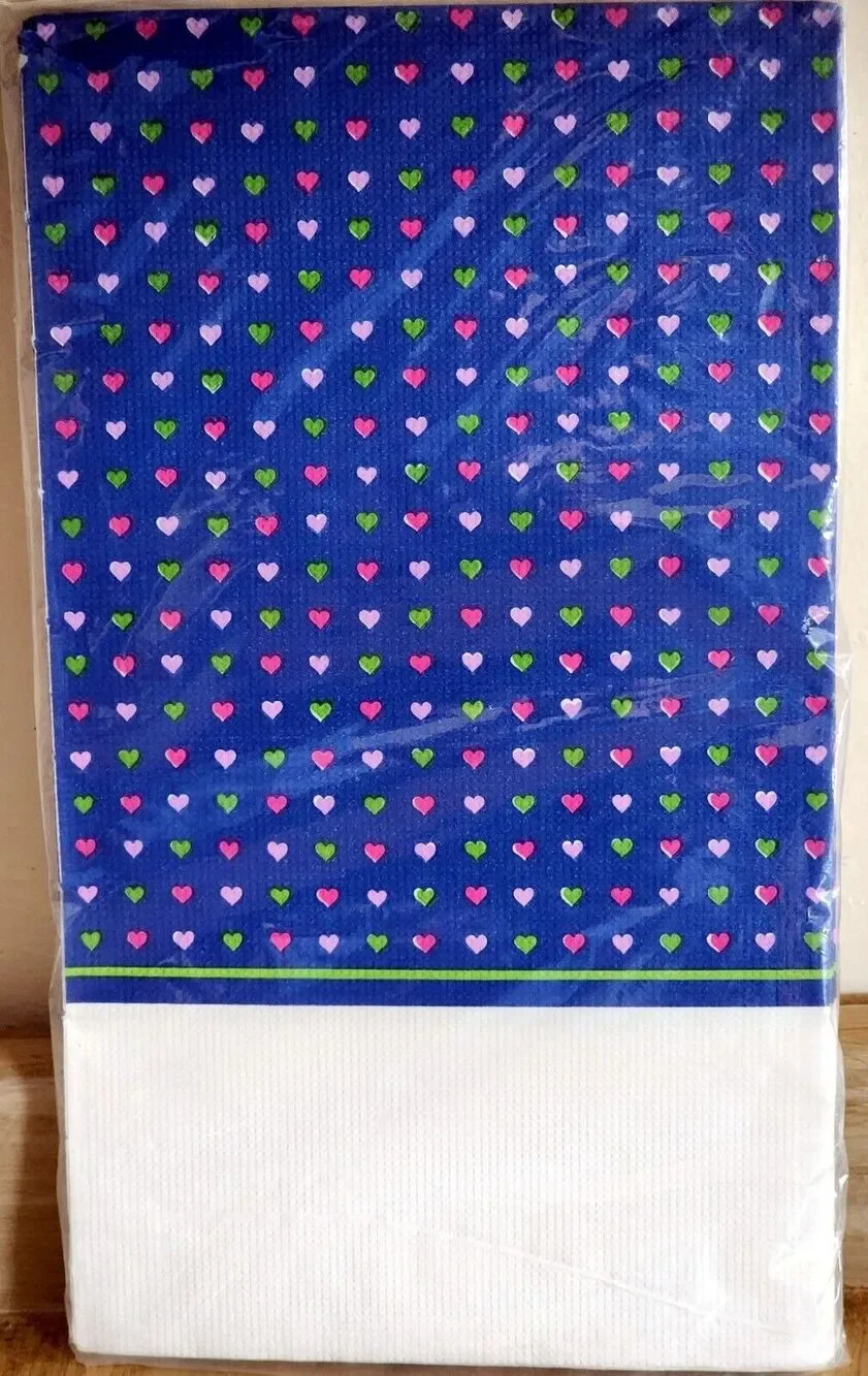 Vintage Crepe Paper Tablecloth Artfaire Valentines Hearts 54x96 NOS See Pic